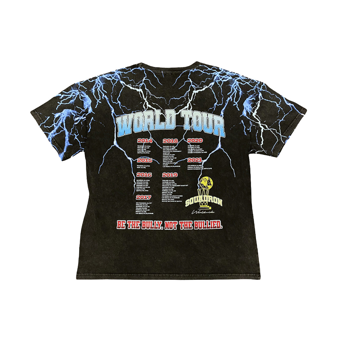 SQDN X BULLIES "World Tour" Vintage Tee "BLUE LIGHTNING"