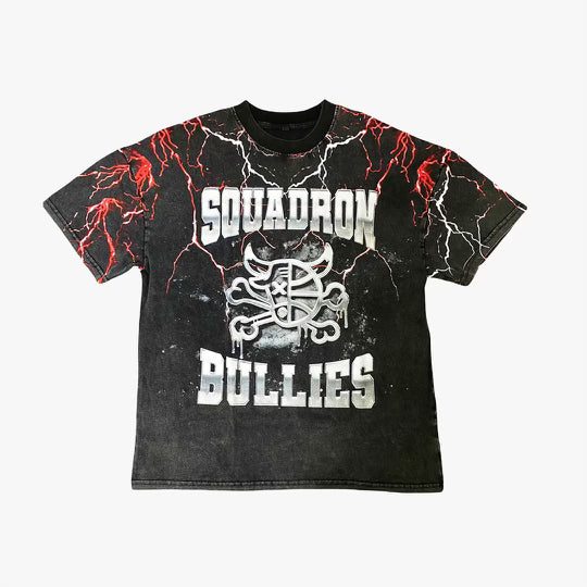 SQDN X BULLIES "World Tour" Vintage Tee "RED LIGHTNING"