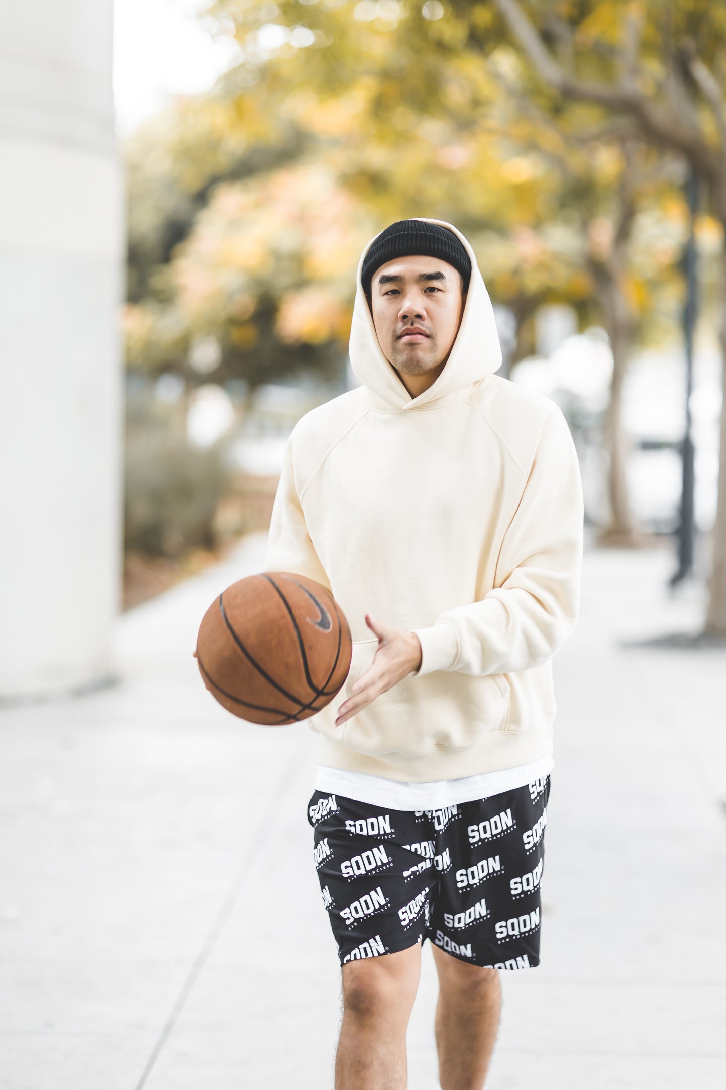 "BLACK" SQDN Patterned Logo Shorts