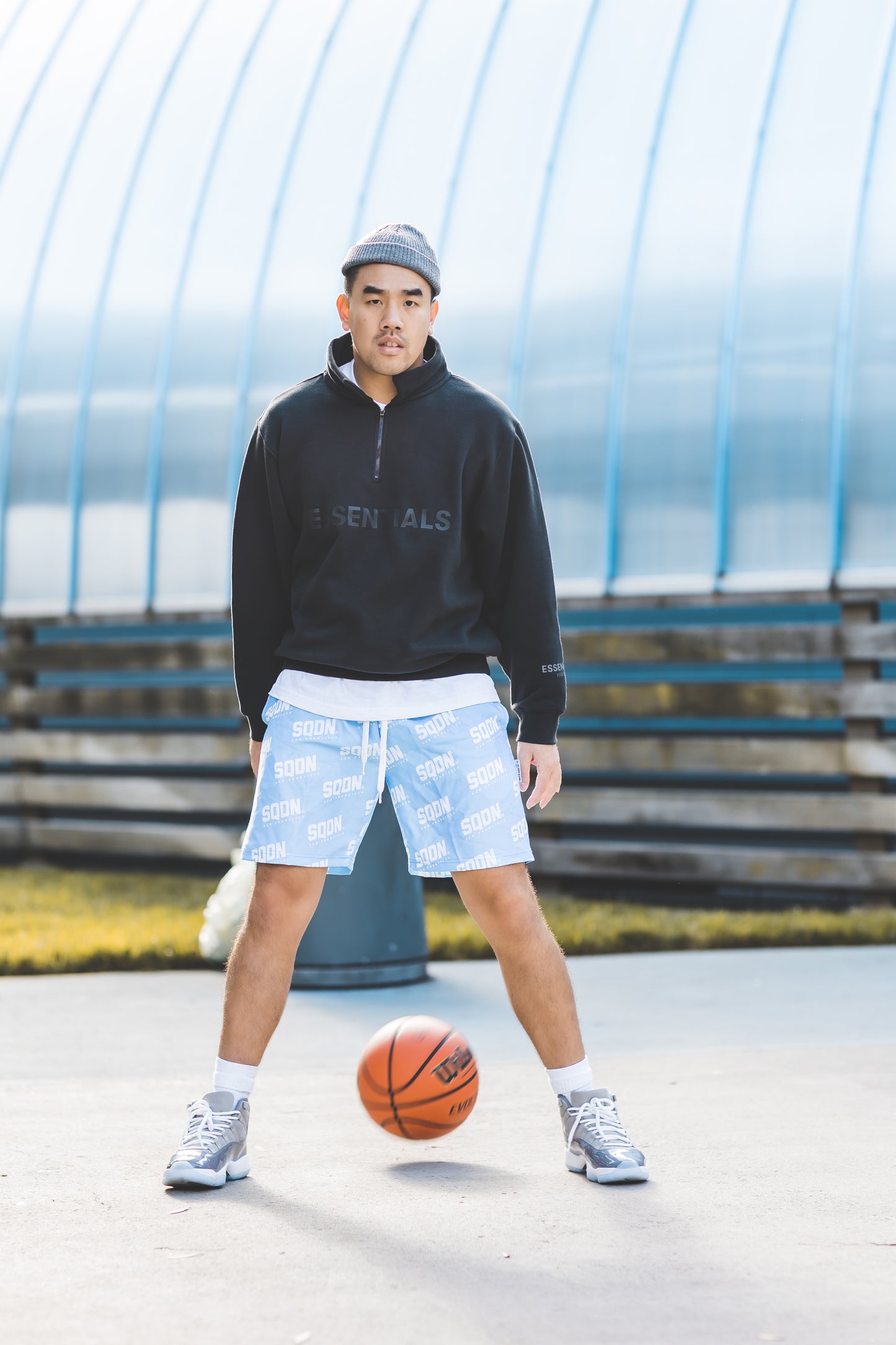 "BLUE" SQDN Patterned Logo Shorts