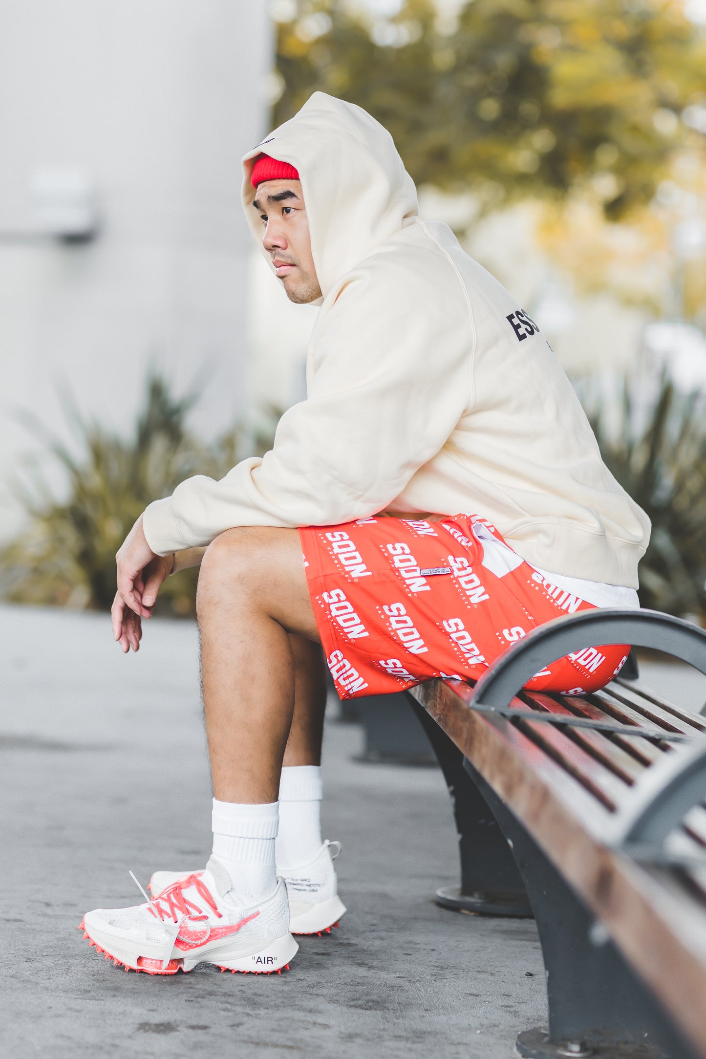 "RED" SQDN Patterned Logo Shorts