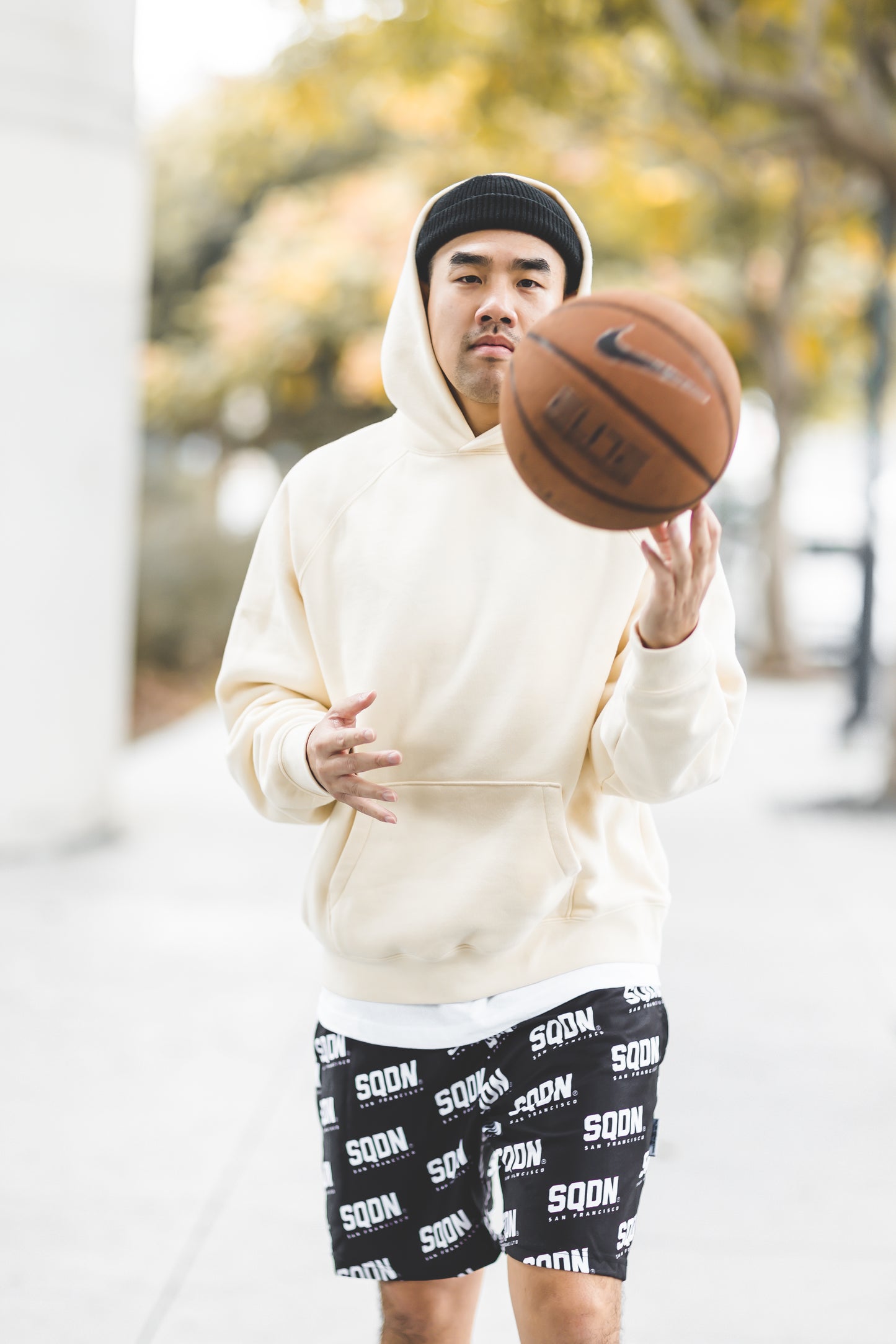 "BLACK" SQDN Patterned Logo Shorts