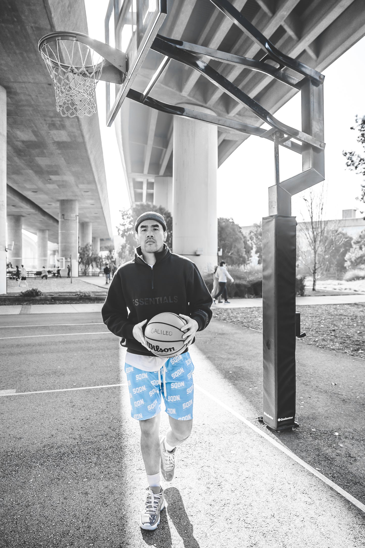 "BLUE" SQDN Patterned Logo Shorts