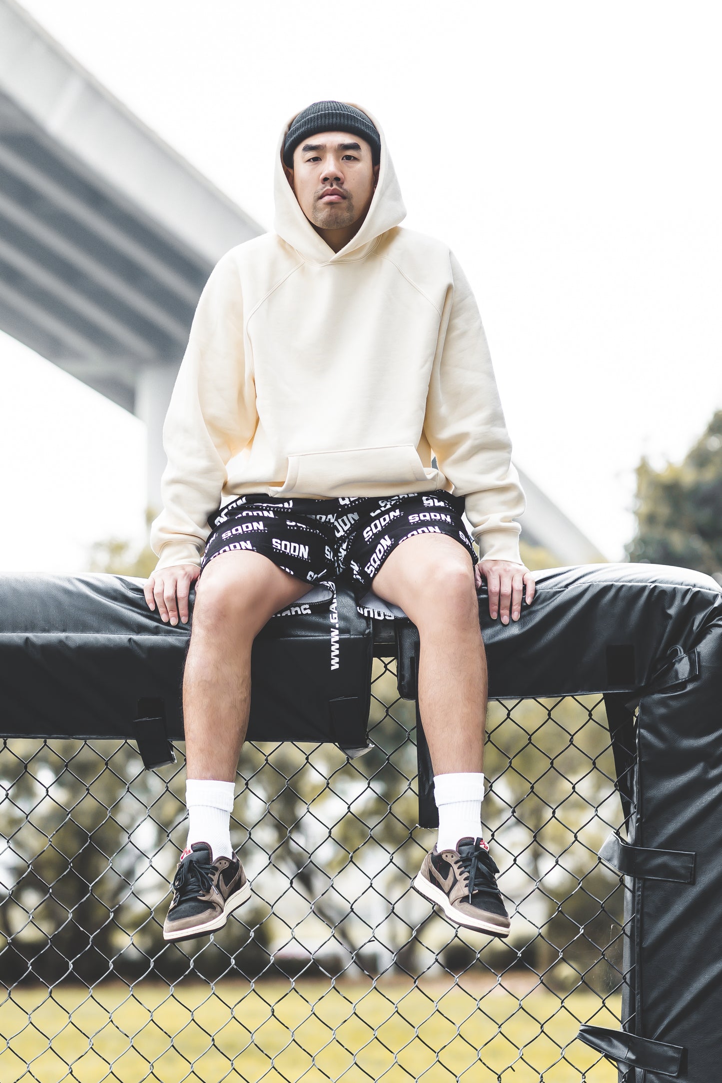 "BLACK" SQDN Patterned Logo Shorts