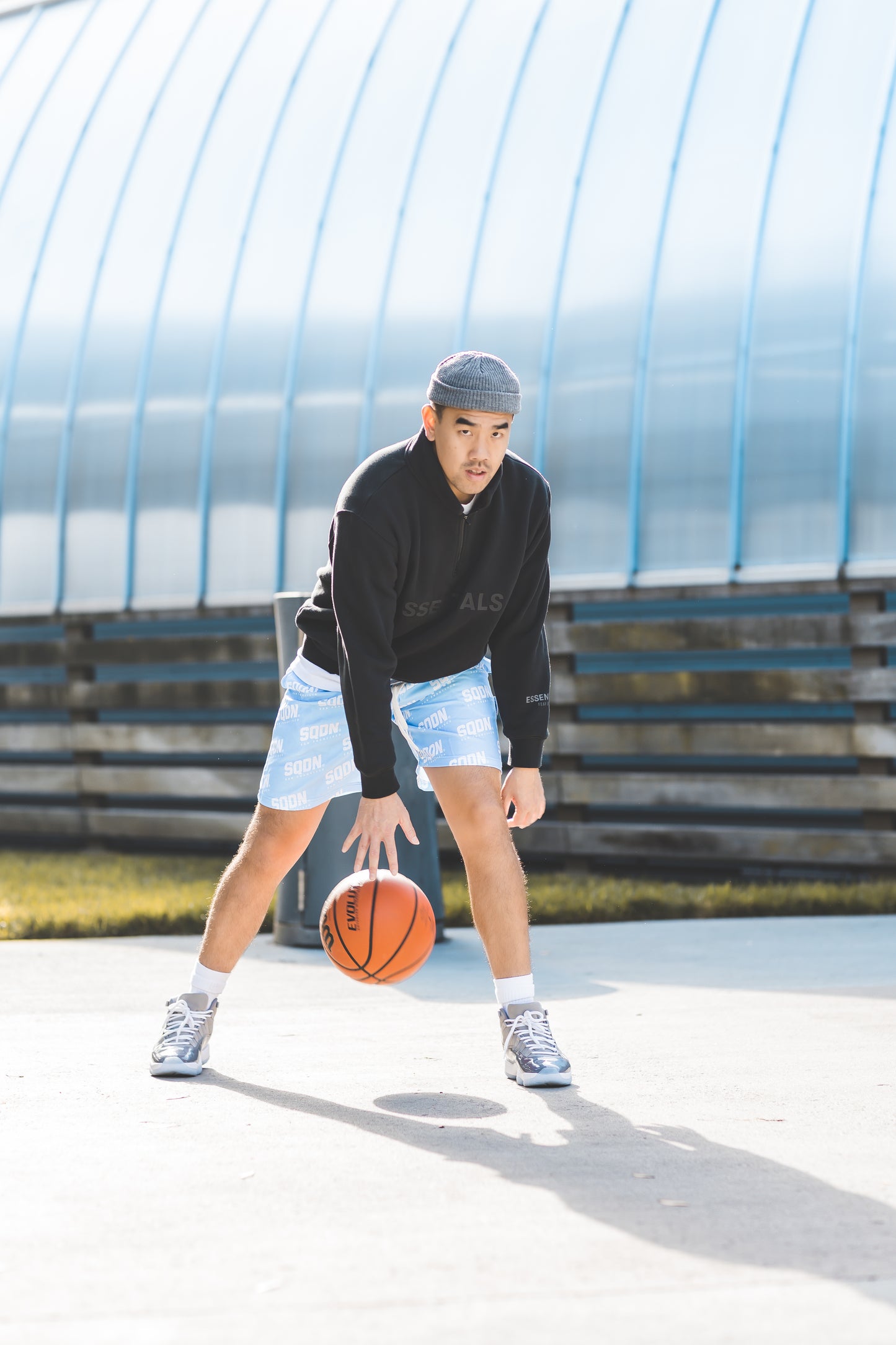 "BLUE" SQDN Patterned Logo Shorts