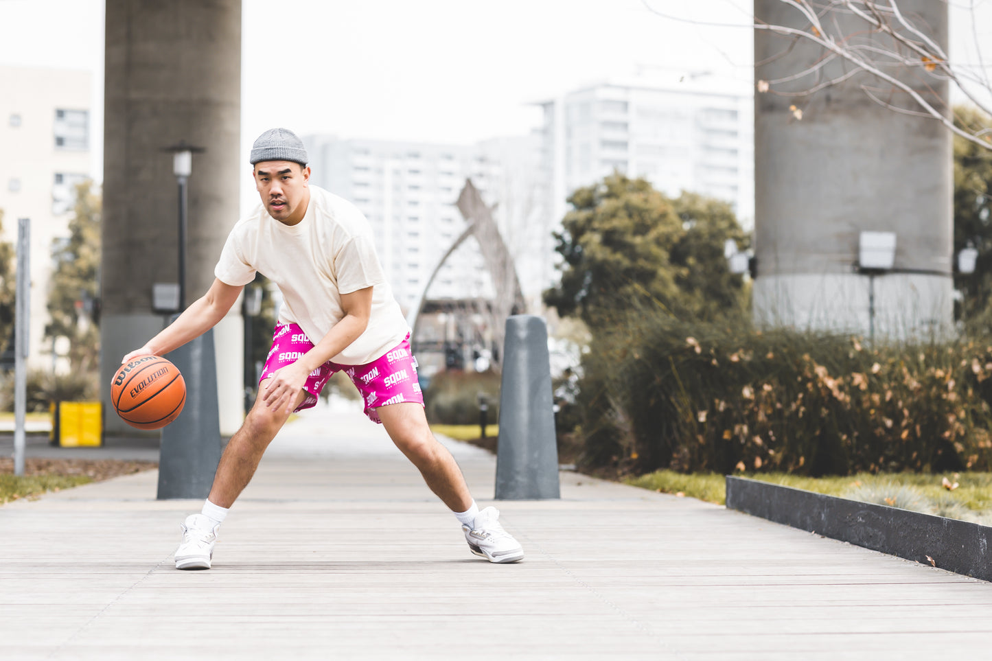 "PINK" SQDN Patterned Logo Shorts