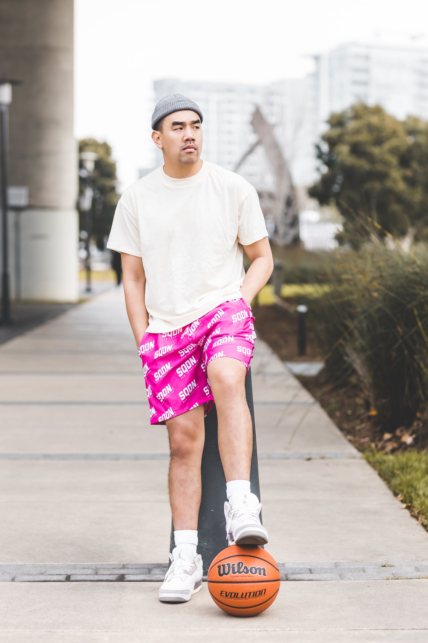 "PINK" SQDN Patterned Logo Shorts
