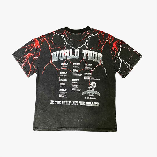 SQDN X BULLIES "World Tour" Vintage Tee "RED LIGHTNING"