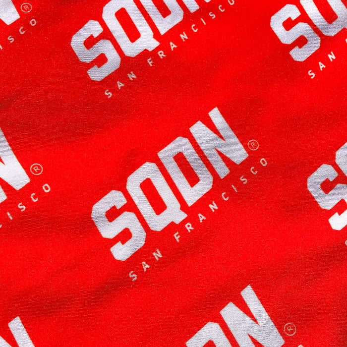 "RED" SQDN Patterned Logo Shorts